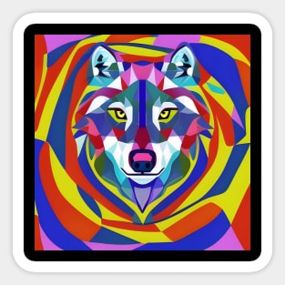 Psychedelic Pop Art Wolf Face Sticker